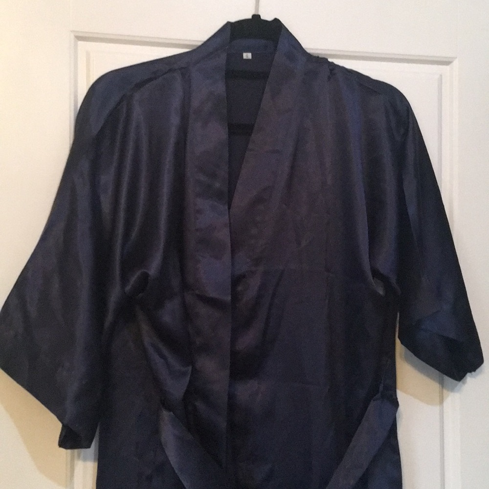 Navy Polyester Robe - Picture 2 of 3